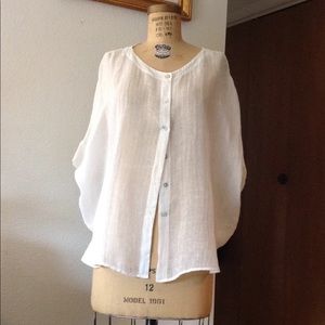 White, linen Eileen Fisher top